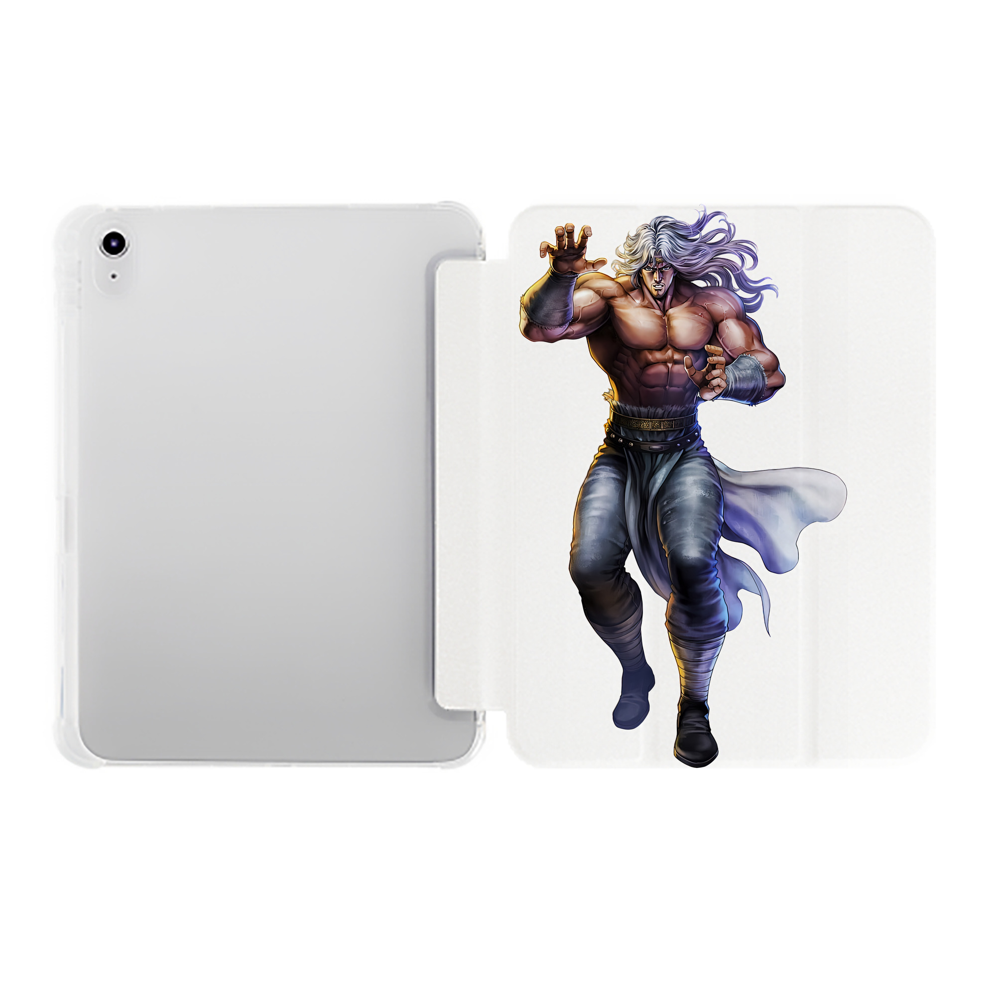 （画像用） 北斗の拳 Fist of the North Star IPad ケース ペン収納付き 三つ折りスタンド PUレザー×シリコン 対応機種9.5/10.5/10.9インチ